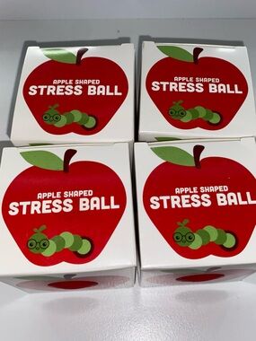 Apple Shaped Stress Ball (Pack of 4) - Red